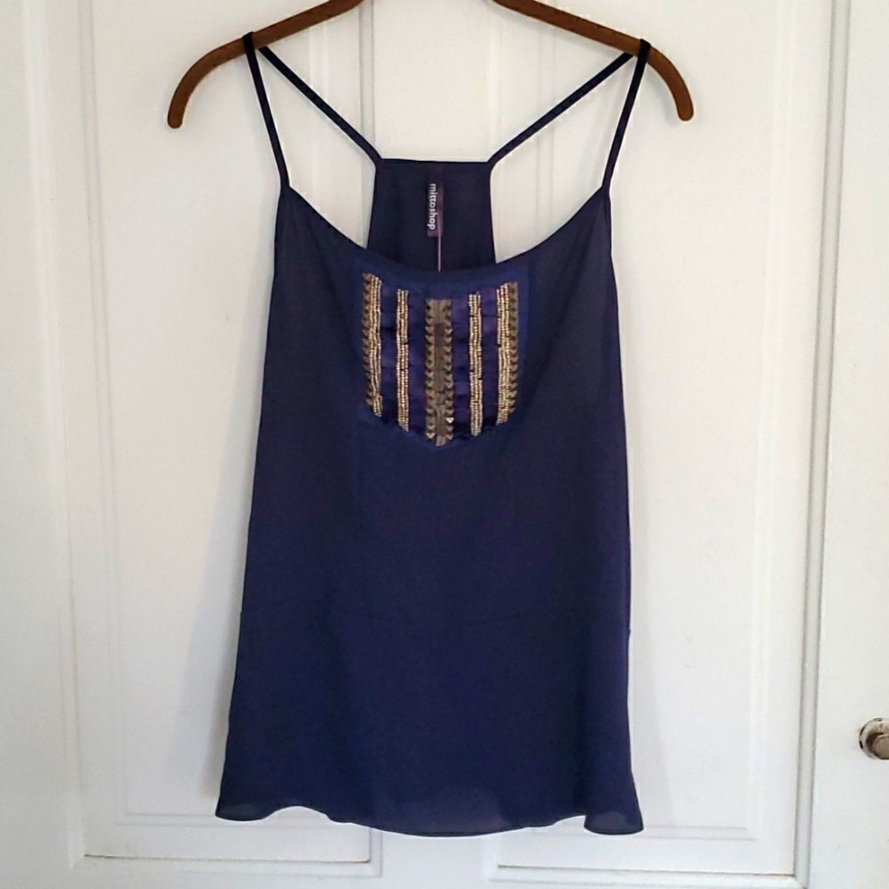Navy Beaded Tank - Picture 1 of 6
